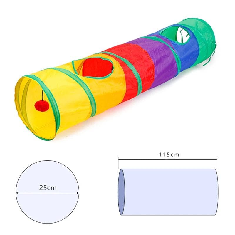 Rainbow Cat Tunnel Pet Tube Collapsible Play Toy Indoor Outdoor Kitty Puppy Toys for Puzzle Exercising Hiding Training multicolour