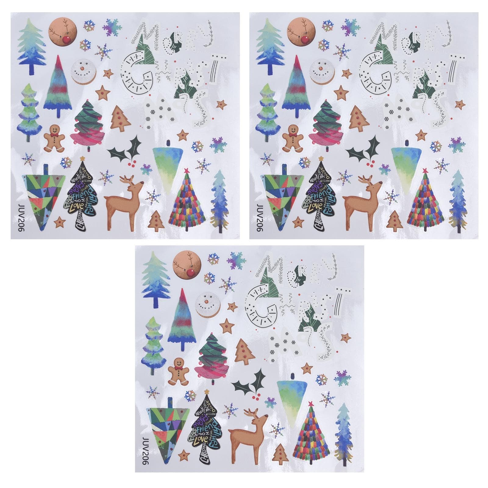 3PCS Christmas Wall Sticker Static Window Glass Sticker Christmas Decoration for Living Room