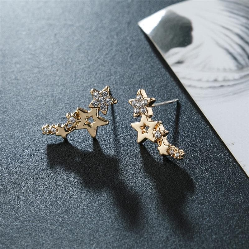 Geometric Gold Color Earrings for Women Climber Tiny Star Stud Earrings Birthday Gift Jewelry Earrring gold