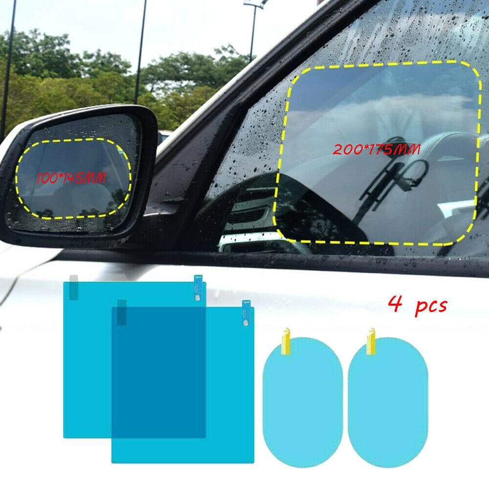 4 Pcs Car Rearview Mirror Film Anti-Rain Fog Waterproof PET Clear Film Accessory blue