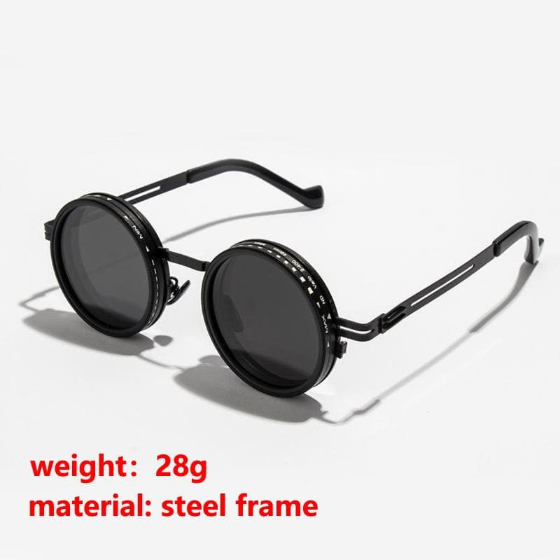 Round Sunglasses ND9 Adjustable Dimming UV400 Retro Punk Men Women Fishing Eyeglasses Outdoor Sun Shades
