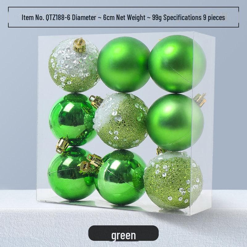 6cm Blue Christmas Tree Baubles - 9-Pack Gift Box Decoration