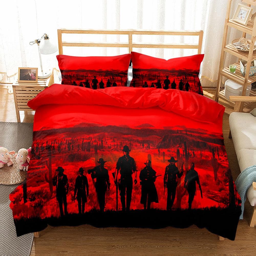 Gunfire Cowboy West Bedding Set Single Twin Double Queen King Cal King Size Bed Linen Set AU Single(140x210cm)