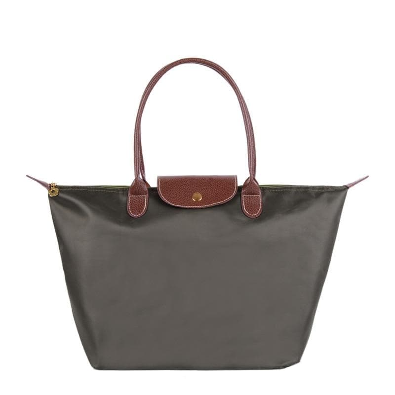 New Nylon Beach Tote Bag Fashion Womens Handbag Tote Oxford Shoulder Bags Female Waterproof Dumplings Folding Shopping Bag MIT Small grey