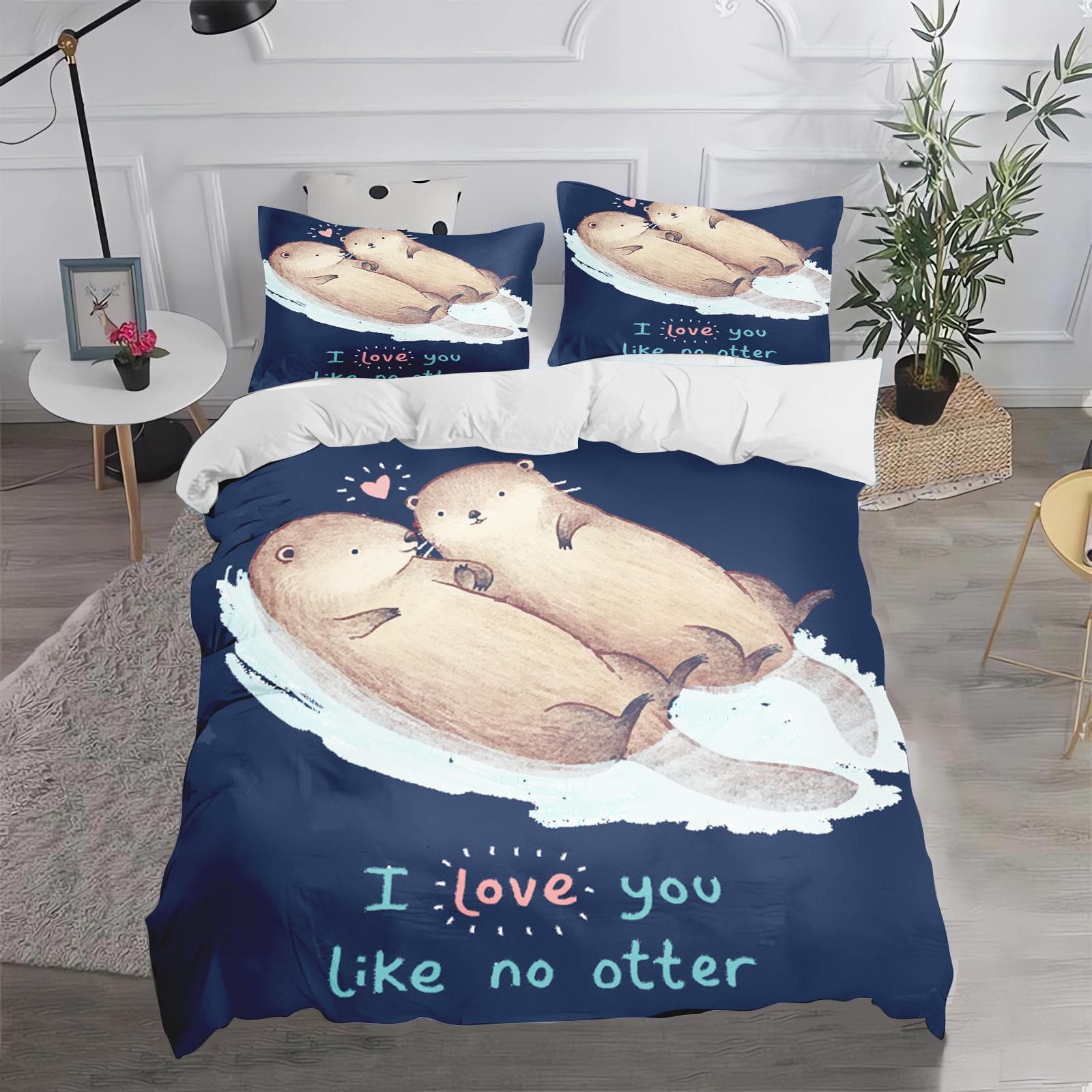Otter Cartoon Duvet Cover Cute Bedding Set for Kids Teens Girls Bedroom Decoration Duvet Cover Easter Gift Friends 180x210cm