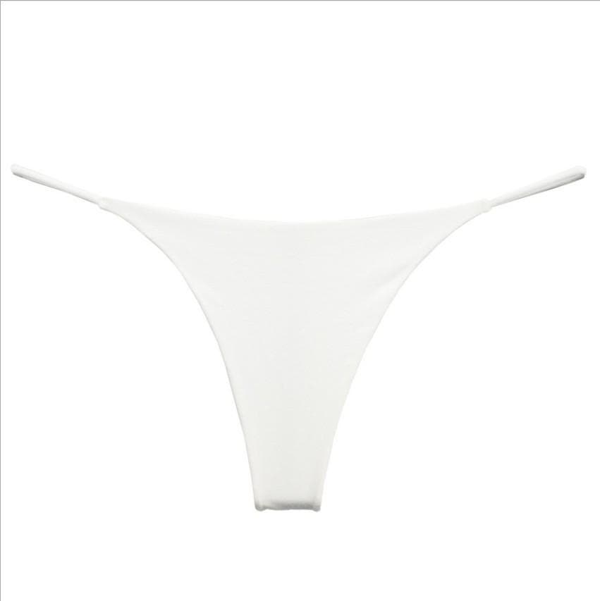 Yuxiangge Double-Layer Thin Strap Thong Bikini Panties for Women XL white