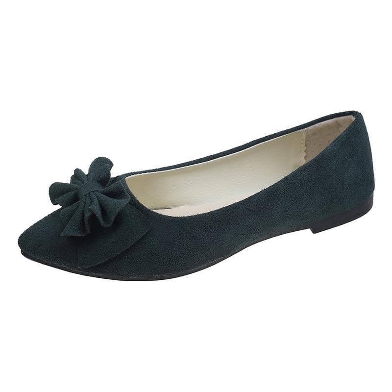 Women Girls Solid Big Size Slip On Flat Shallow Comfort Casual Single Shoes Multicolor 36 dark green