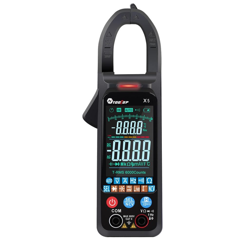 TOOLTOP X5 Handheld Portable Multifunction Clamp Meter LCD Display celsius / Fahrenheit Switch NCV Measuring Direct black