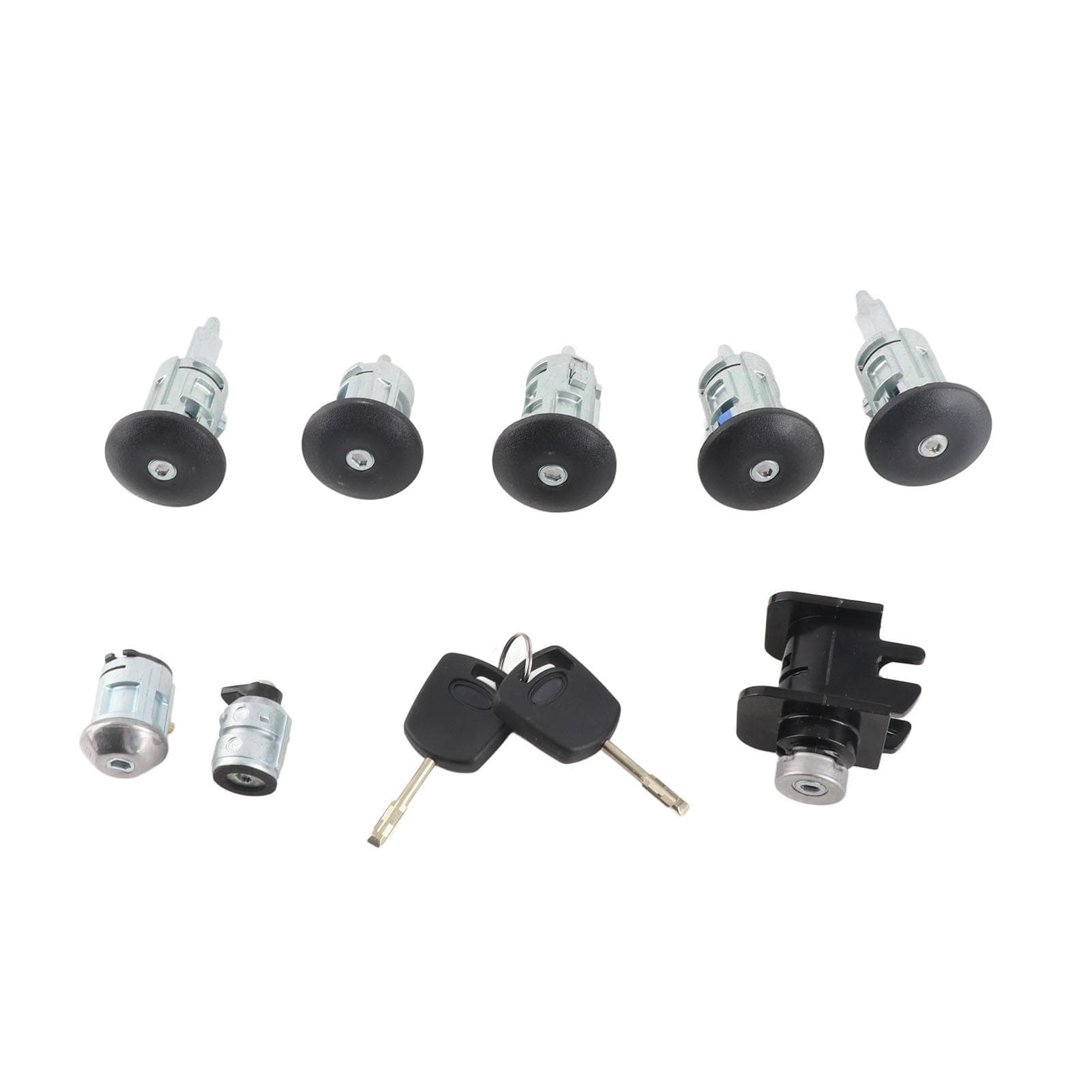 Car Lock Cylinder Key Set with Ignition Door Hood Fuel Locks 4425134 Replacement for TRANSIT