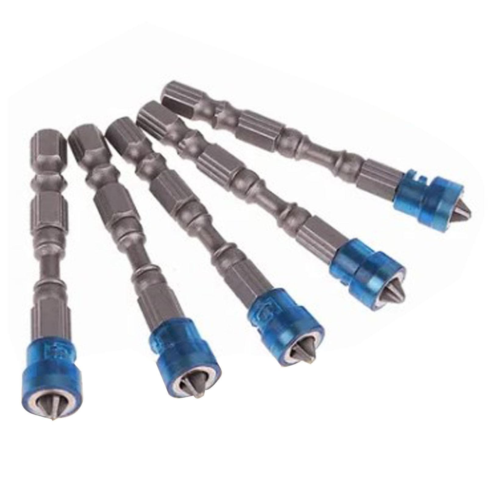 5Pcs Screwdriver Bit Strong Professional Magnetic Cross Electric Screwdriver Bit Blue 65mm