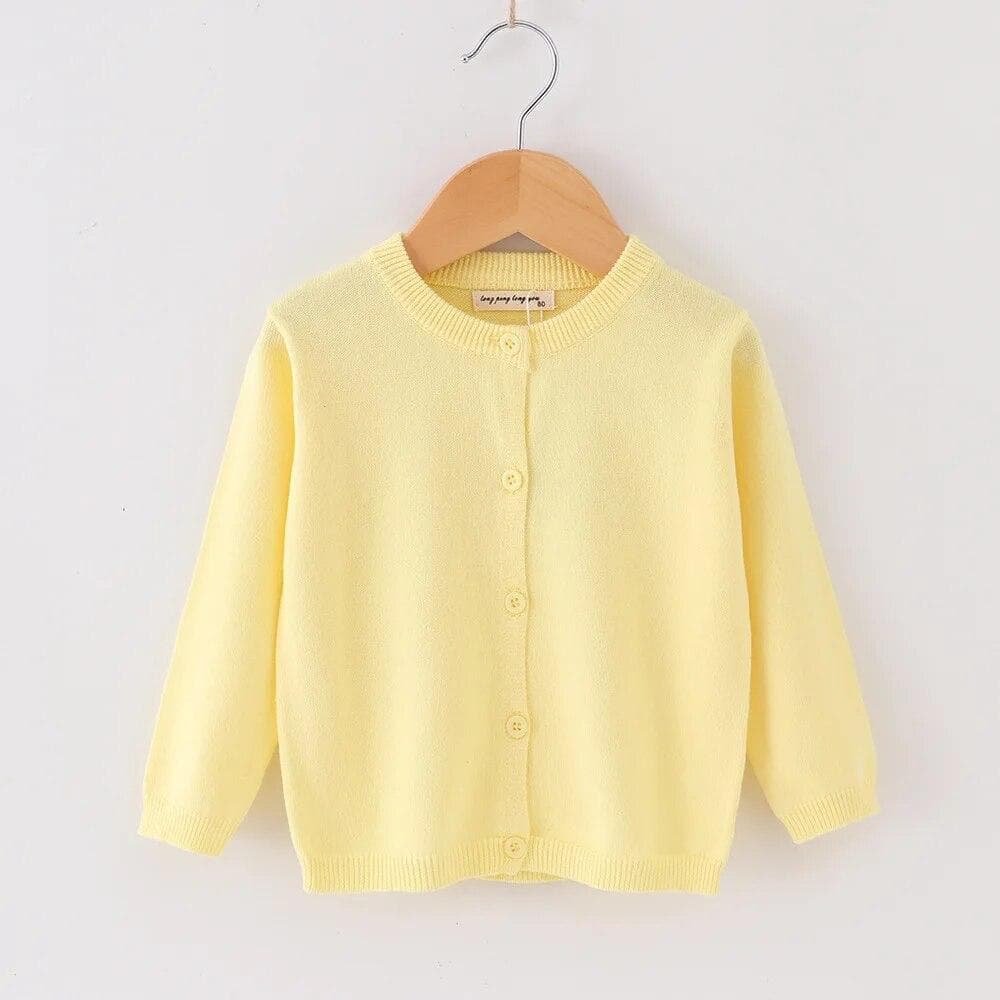 Kids Knitted Sweater Spring Autumn Thin Long Sleeve Baby Cardigan Boys Girls Casual All-match 2-10 Years Infants Child Outerwear 110cm light yellow