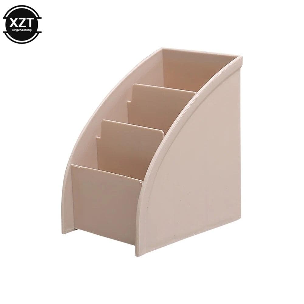 Multifunctional 3 Grid Remote Control Box Cosmetics Desktop Storage Case Stand Holder Office Stationery Phone Organizer 3 Colors chocolate
