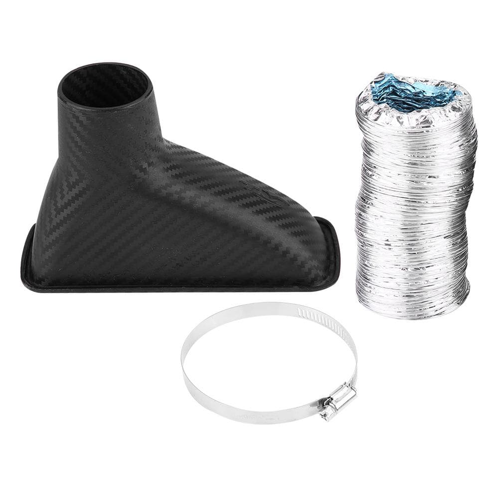 Universal Car Modified Front Bumper Air Intake Turbo Turbine Inlet Pipe Funnel Kit Square black