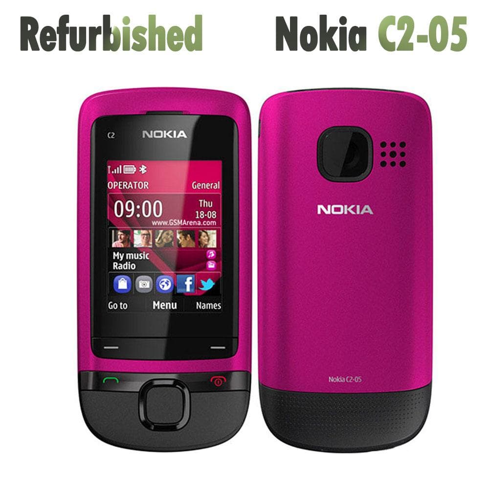 Refurbished Nokia Original Unlocked Nokia C2-05 slide Mobile Phone With 1 SIM Simple Set blue