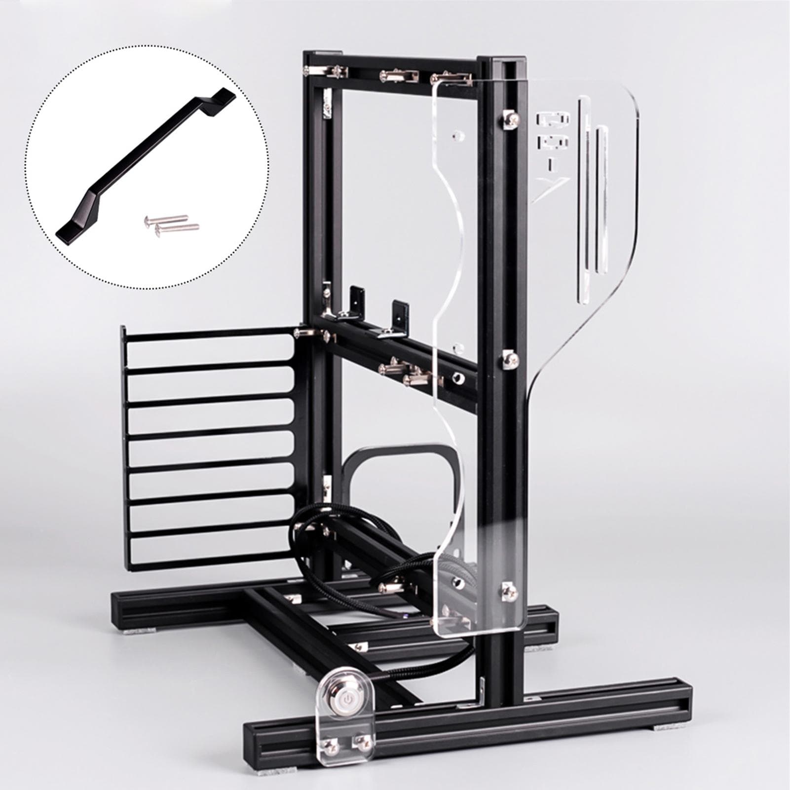ATx M-ATX ITX Open Chassis Vertical Overclocking Test Platform Chassis Rack   Handle Black