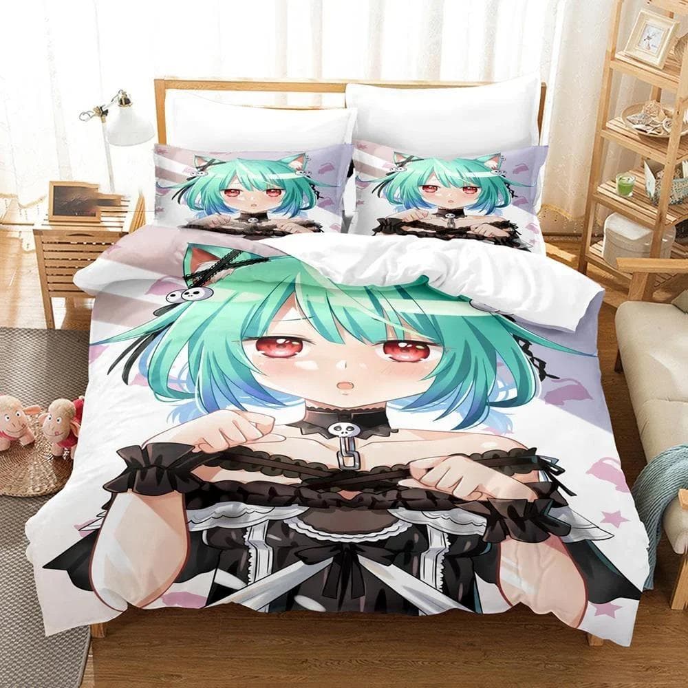3D Printed Uruha Rushia Hololive Butterfly Girl Bedding Set Boys Girls Twin Queen Size Duvet Cover Pillowcase Bed Kids Adult 70x133cm 2pcs