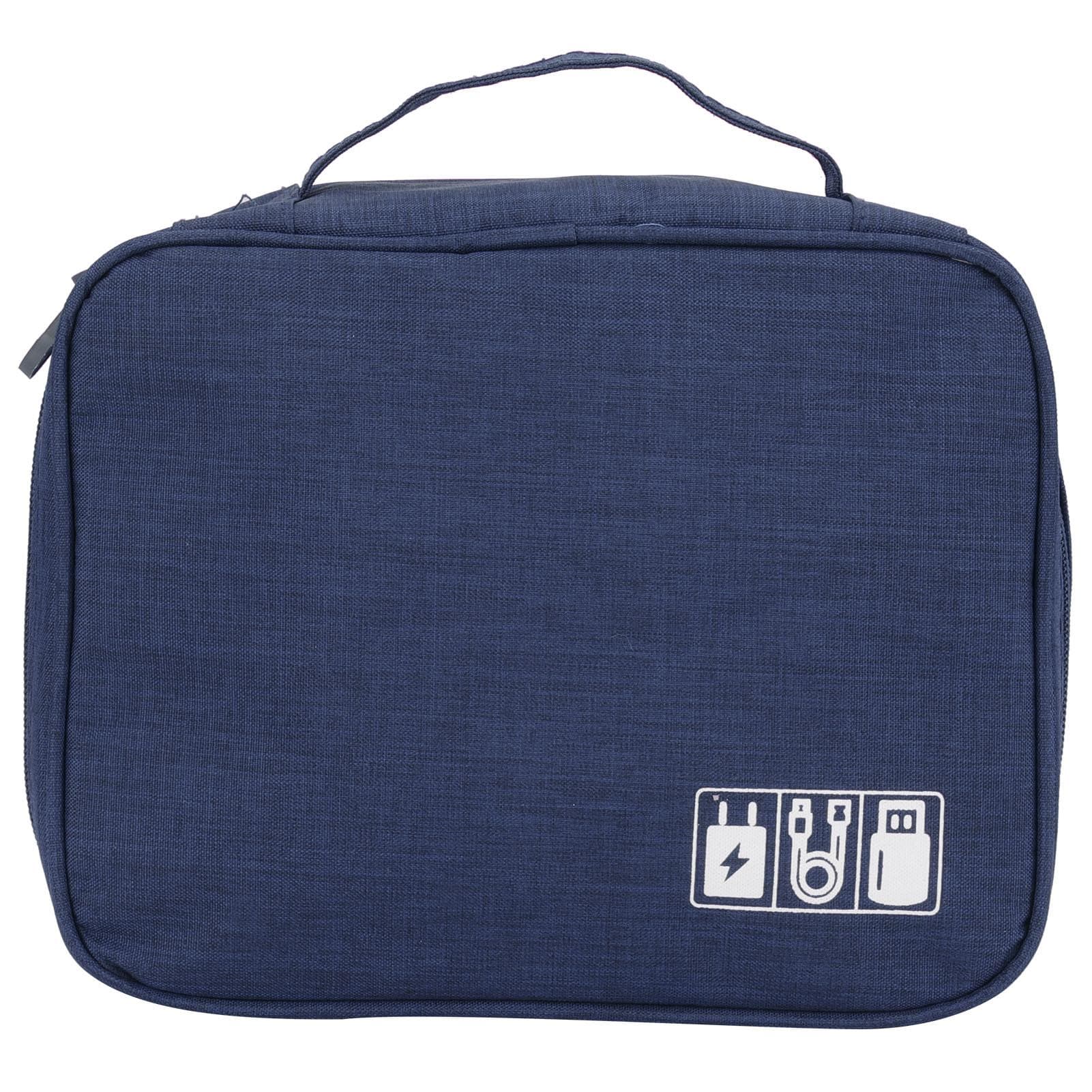 Multifunction Storage Bag Electronic Accessories Cable Cord USB Drive Organizer Storage HolderNavy navy blue