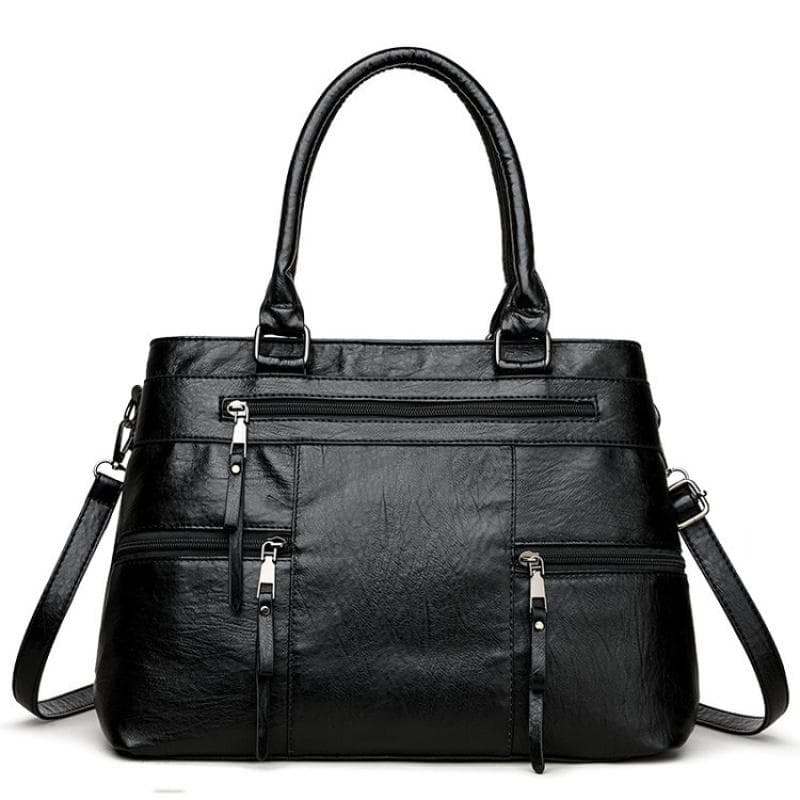 Women'S Leather Top-Handle Bags Luxury Designer Handbag And Purse Ladies Solid Color Shoulder Crossbody Bag Ladies Travel Commuter Bags black