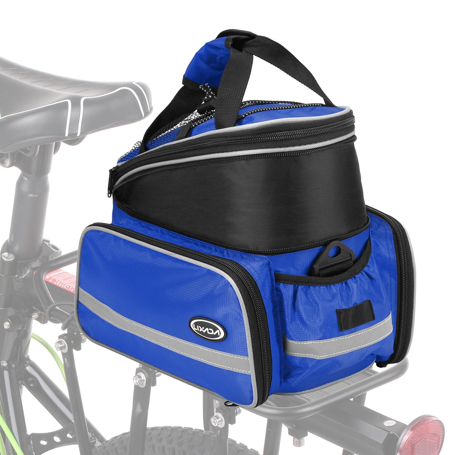 Lixada Waterproof Bicycle Rear Seat Bag Cycling Bike Trunk Bag Bike Pannier Bag Shoulder Bag with blue