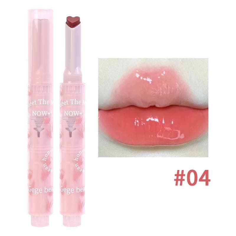 Love Heart Shape Water Light Lipstick Pen Mirror Jelly Lip Glaze Moisturize Clear Lip Gloss Korean Lip Tint