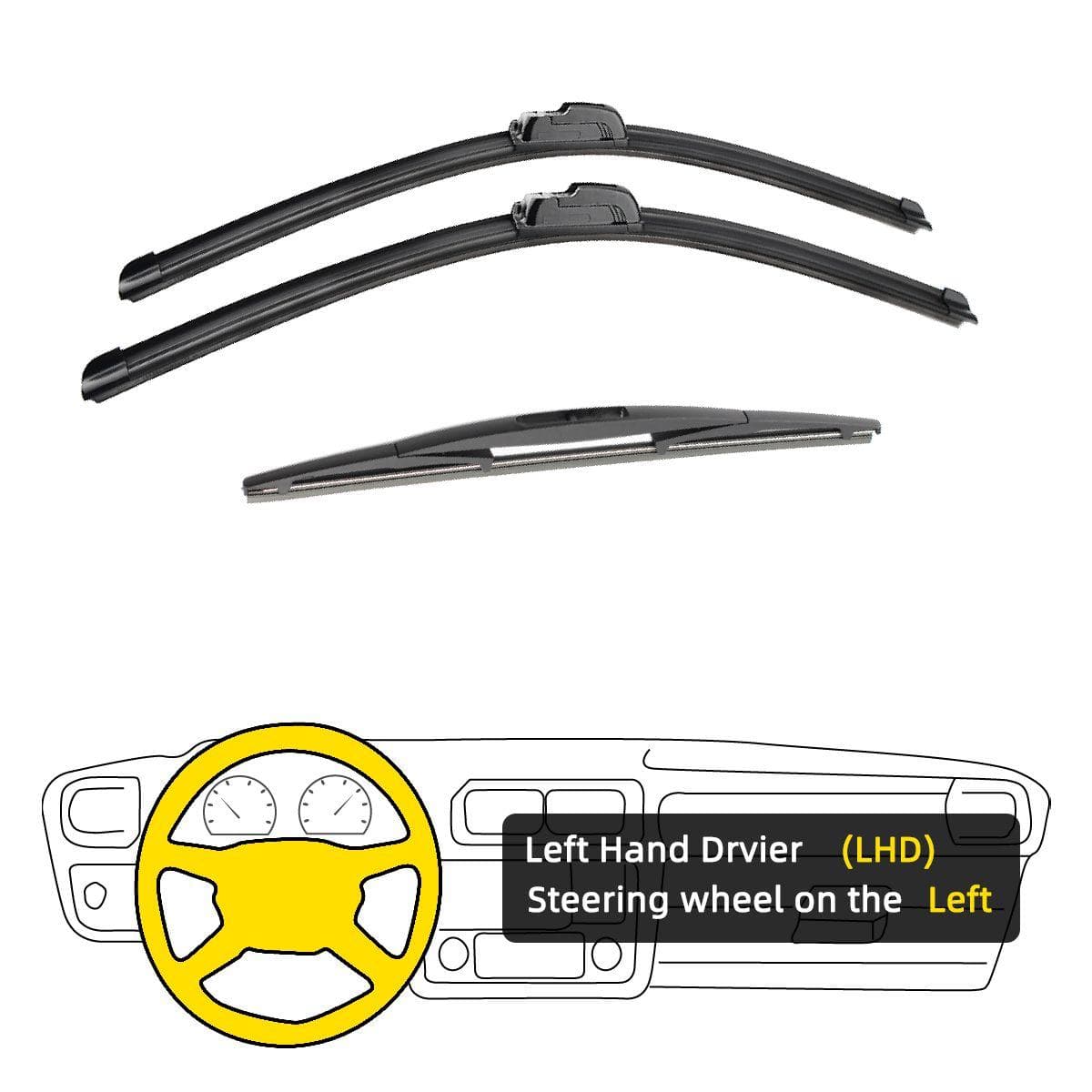 3PCS For HONDA Fit Jazz MK2 MK3 2009-2020 26  14  14  Front Rear Wiper Blades Windshield Windscreen Window Cutter Accessories 2016 2017 2018 2019 2020 Left Hand