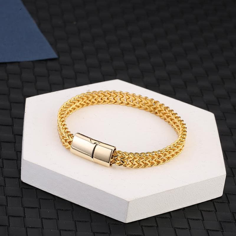 Titanium Steel Snake Chain Magnetic Buckle Men Jewelry Bracelet Bangle Fashion Jewelry 21cm gold