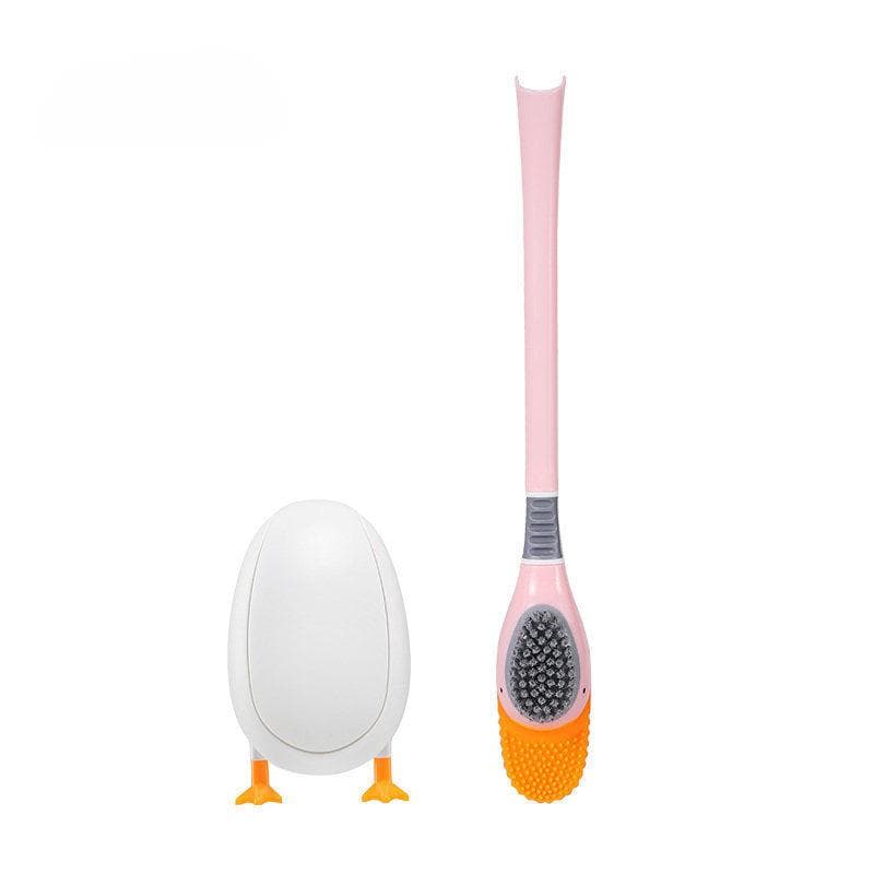 Duckling Shape, Toilet Brush, No Punch, Toilet Cleaning Brush, Multifunctional, Wall Mounted, Silicone Toilet Brush, Duckling