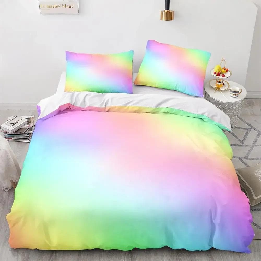 Rainbow Gradient Duvet Cover Set Queen Size Rainbow for Kids Girls Cute Style Bedding Set Polyester Single King Twin Quilt Cover 70x133cm 2pcs