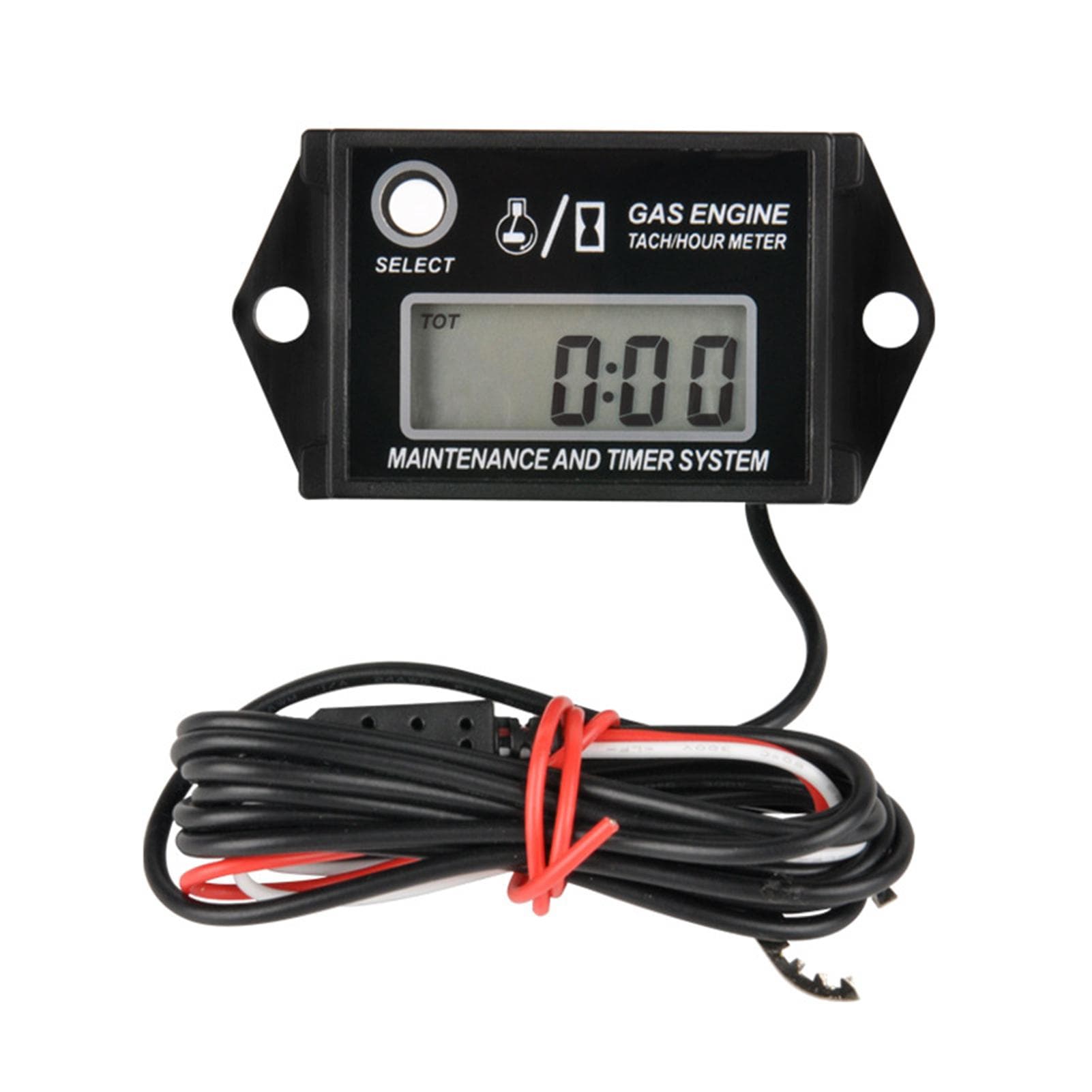LCD Digital Tachometer Gas Engine Tach/Hour Meter Resettable RPM Tester for 2/4 Stroke Engine black