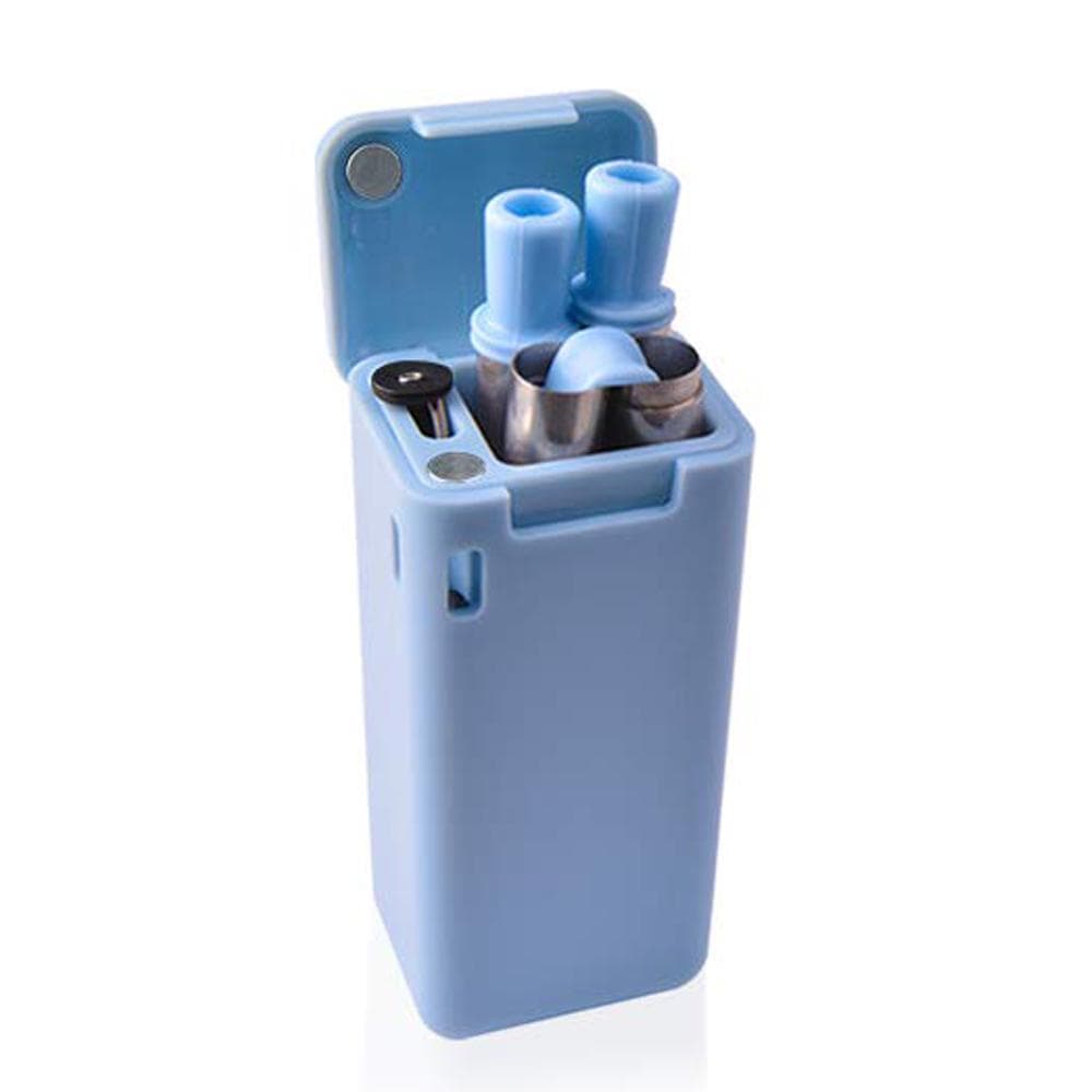 Foldable Drinking Straw Collapsible Reusable Straws with Storage Box Travel Outdoor Household Home blue