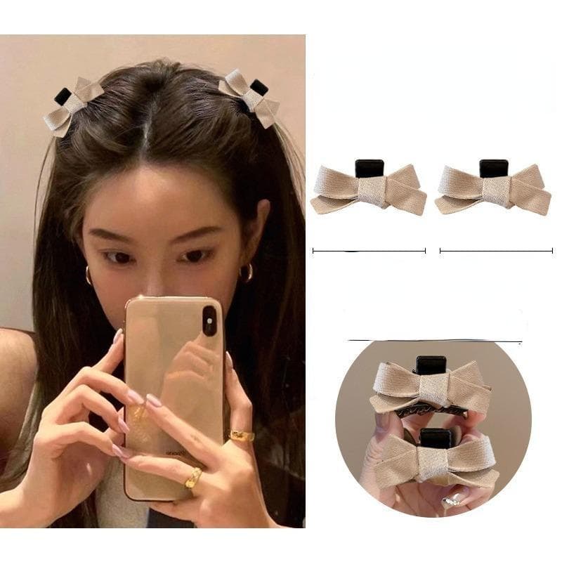 Korean Velvet Bow Hair Clip Claw Clamp Sweet Black Red Bow Small Hair Claw Clip Princess Headwear Girls Women Hair Claw Clip 2pcs