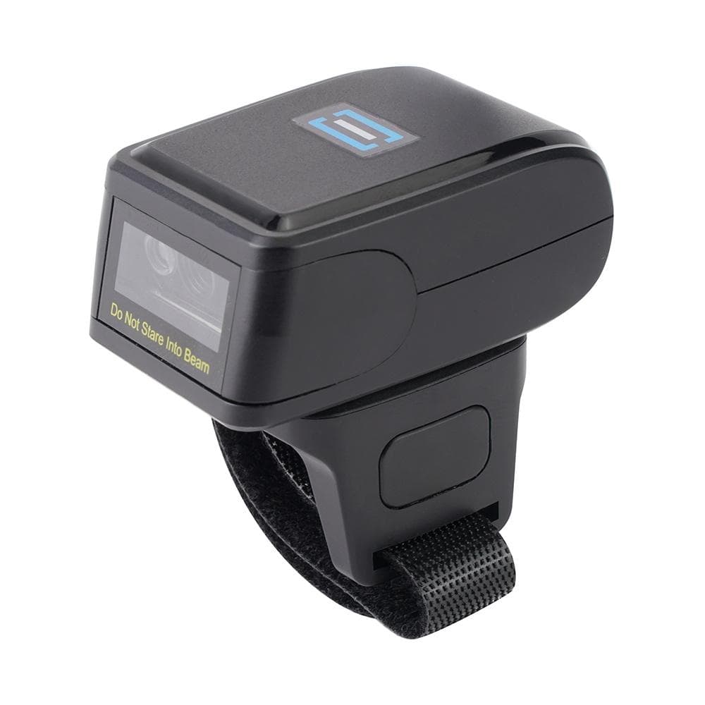 2D Barcode Scanner Portable Finger Handheld Wearable Ring 1D 2D Bar Code Reader BT+2.4G Wireless black