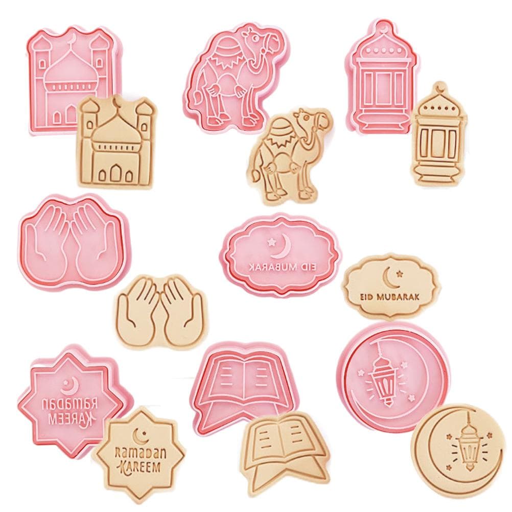 8 Pcs Eid Biscuit Mould DIY Cutter 3D Molds for Fondant Cake Biscuit Pastry Fudge Ramadan Party L