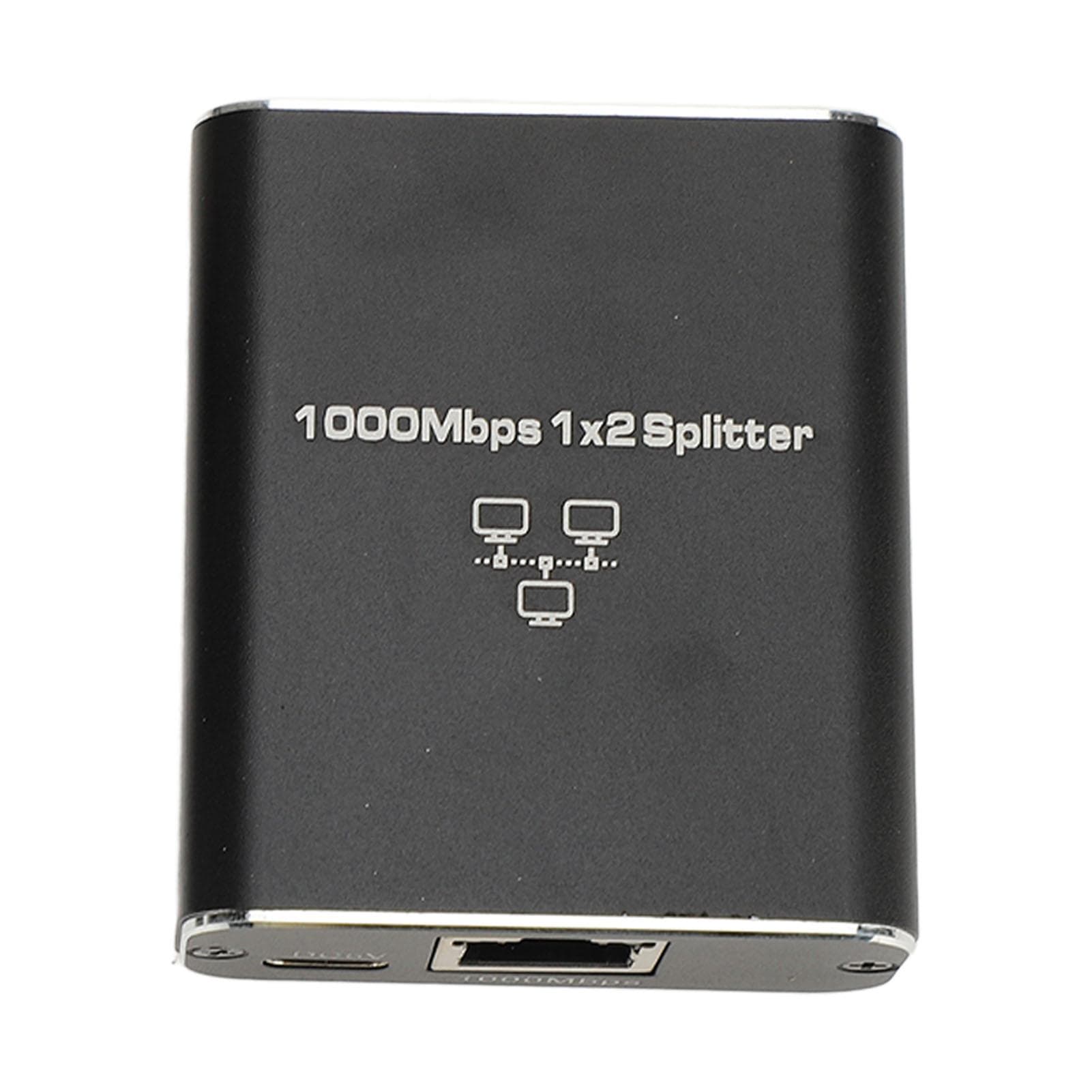 1 to 2 Ethernet Splitter 1000Mbps High Speed RJ45 LAN Splitter with USB Power Cable for Cat8 Cat7