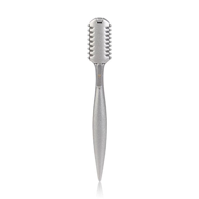 Double Side Thinning Razor Aluminum Alloy Barber Manual Shaving Razor For Saon Professional Hair Cutting Knife Holder Salon Tool silver