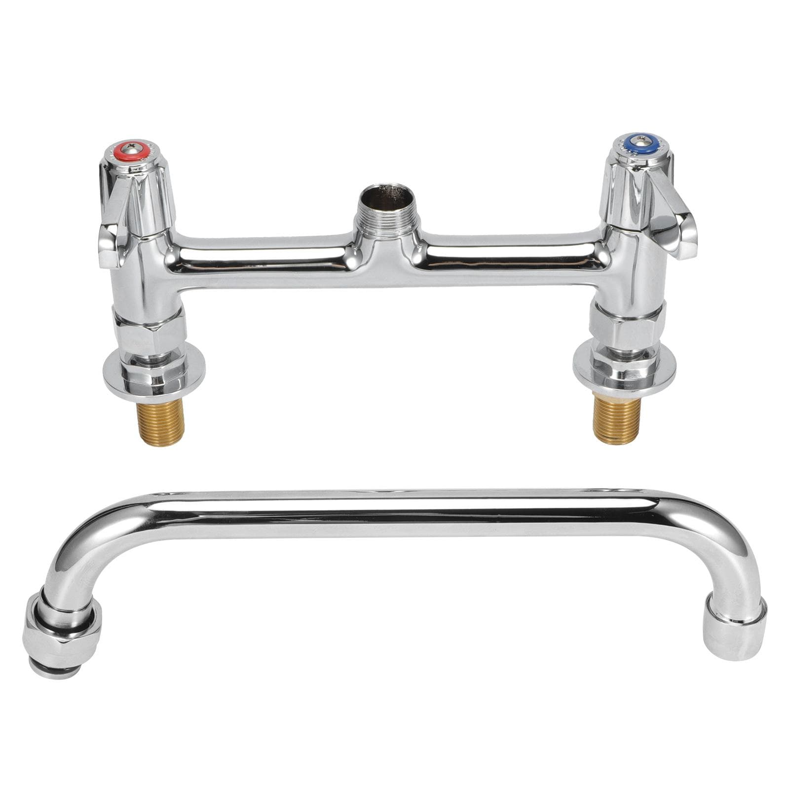 G1/2in Thread Wall Mounted Hot and Cold Kitchen Sink Faucet Mixer Taps with Double Handle Hole