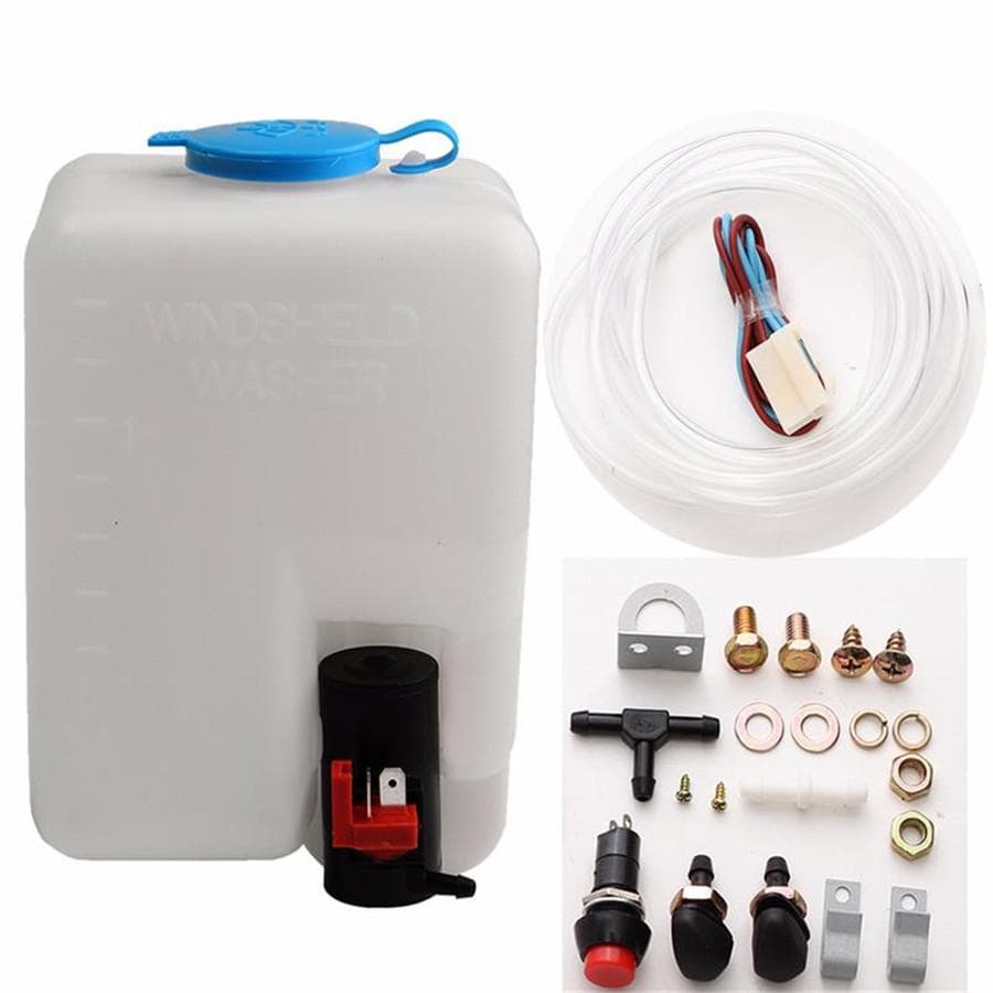 12V 1.8L Windshield Washer Reservoir Pump Bottle Kit W/Hose Jets Accessories Set