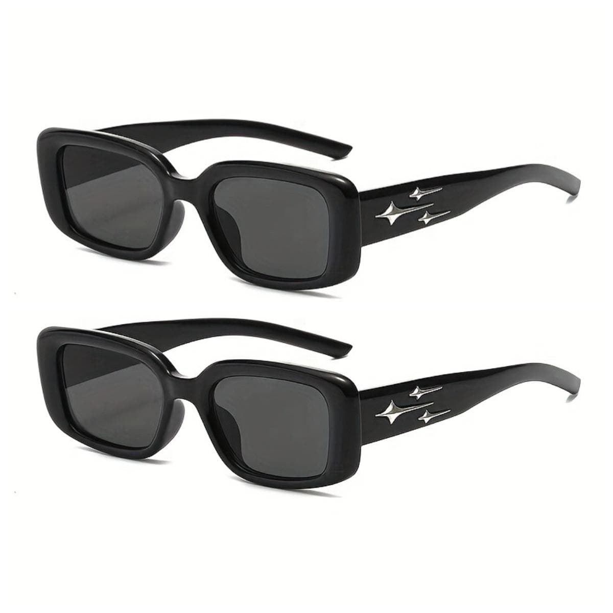 2pcs Women Square Black Vintage Lovely Classic Elegant Sweet Ins Style Modern Simple Fashion Glasses Summer Casual