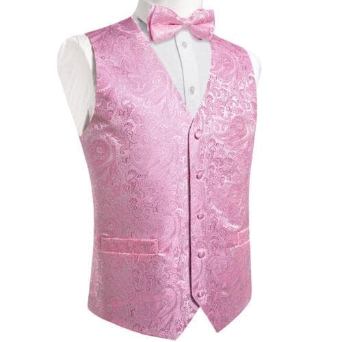 Dibangu Mens Yellow Paisley Vest Suit Waistcoat Hanky Cufflinks Tie Set Wedding 3XL