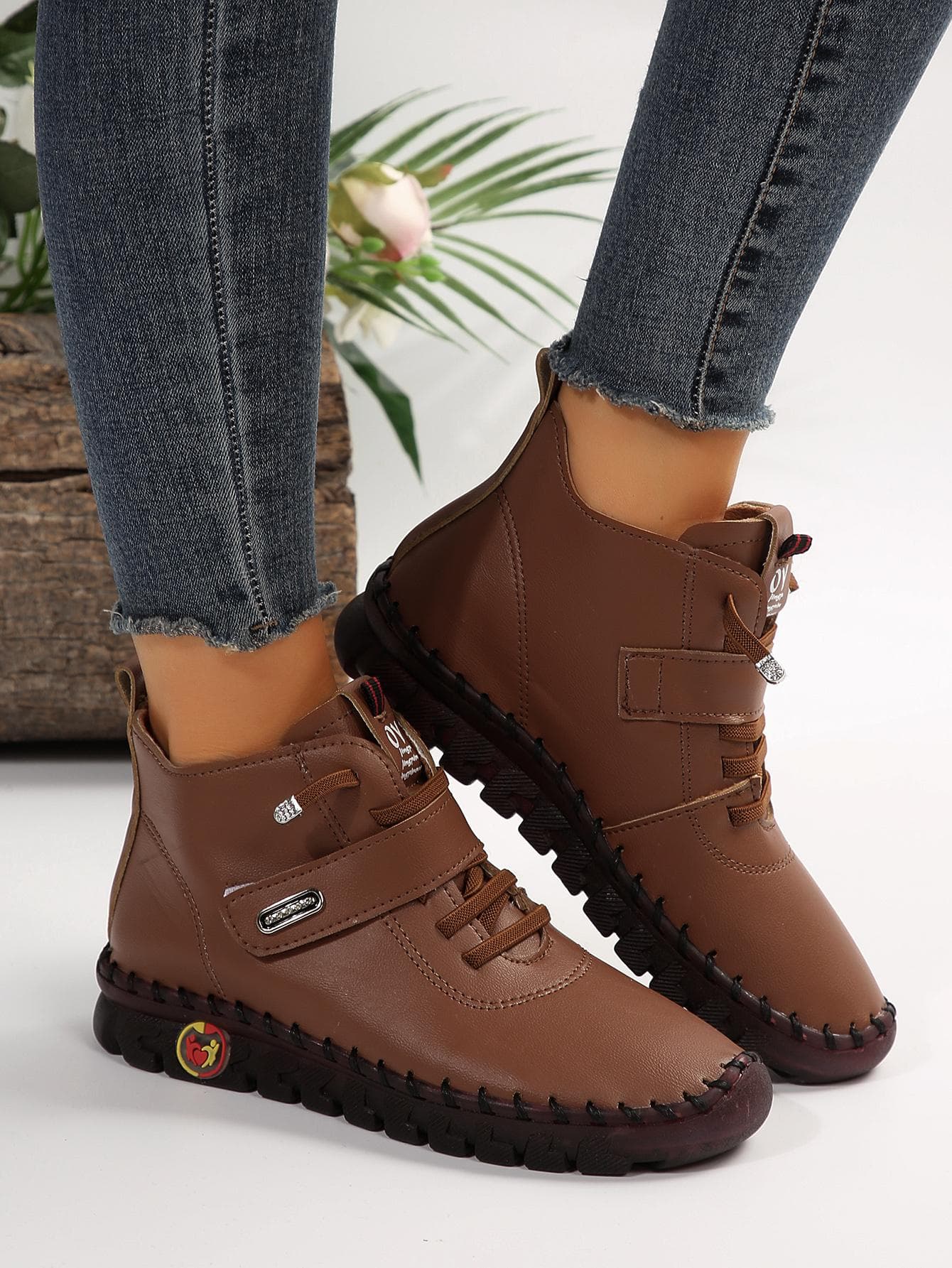 Winter Orthopedic Boots For Women Autumn Fall Leather Shoes With Fur Red Moccasins Woman Ankle Boots Mom Plush Sneakers Shoe 36