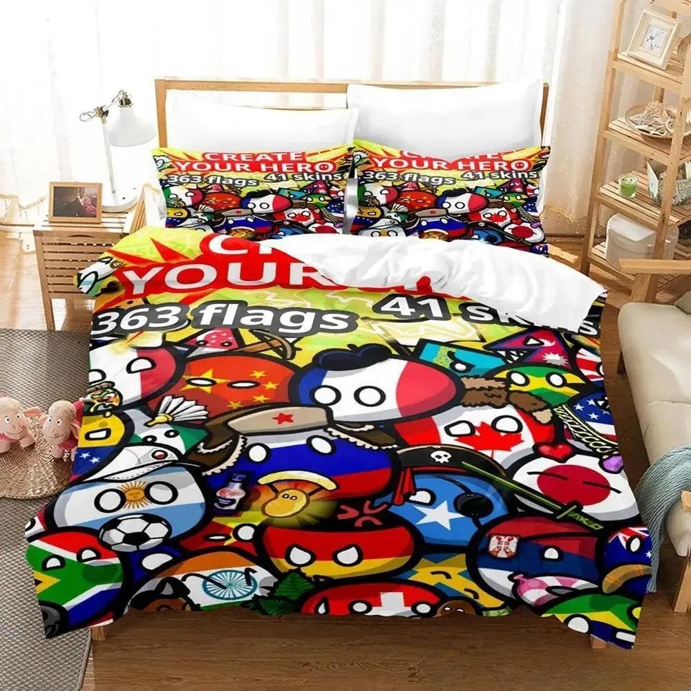 New Countryball Polandballs Bedding Set Single Twin Full Queen King Size Bed Set Aldult Kid Bedroom Duvet cover Sets 3D Anime 70x133cm 2pcs
