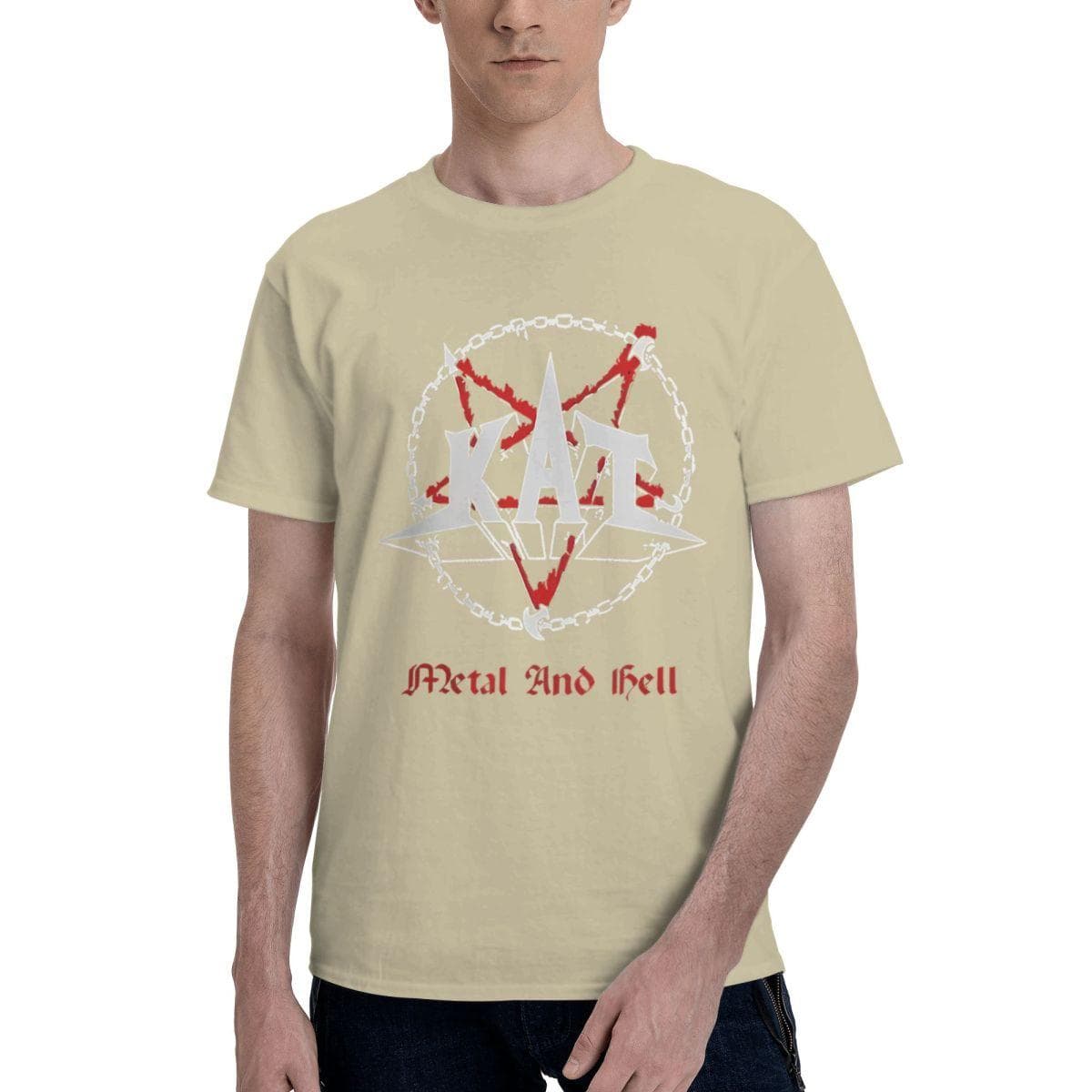Kat Metal And Hell O Neck 100% Cotton Casual Breathable Confortable T-Shirt New In Tops And T-Shirts Men T-Shirt S khaki