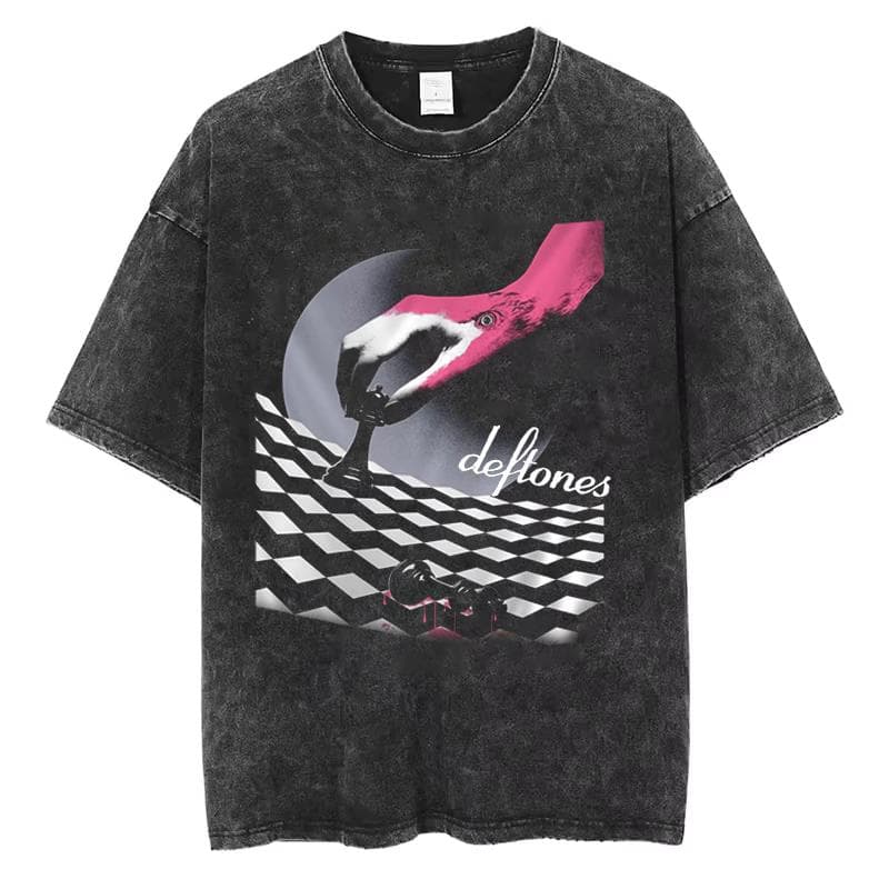 Deftones Men Women Oversized Summer Washed T Shirt Vintage Cotton Nostalgic Design Tee Streetwear M