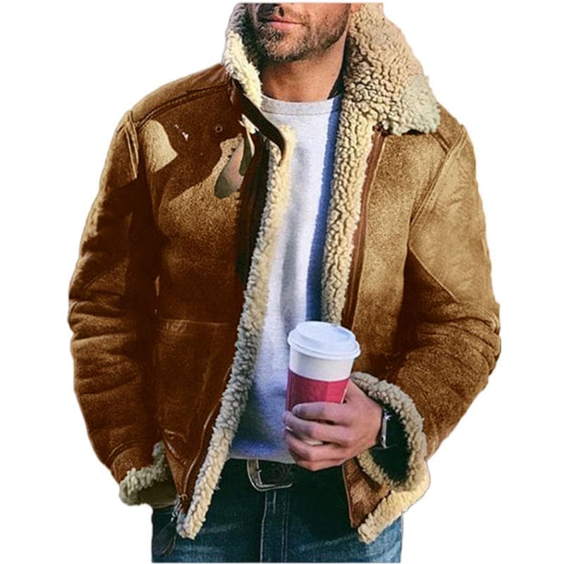 Men's Jacket Faux Fur All-in-One Winter Top Faux Fur Jacket 5XL