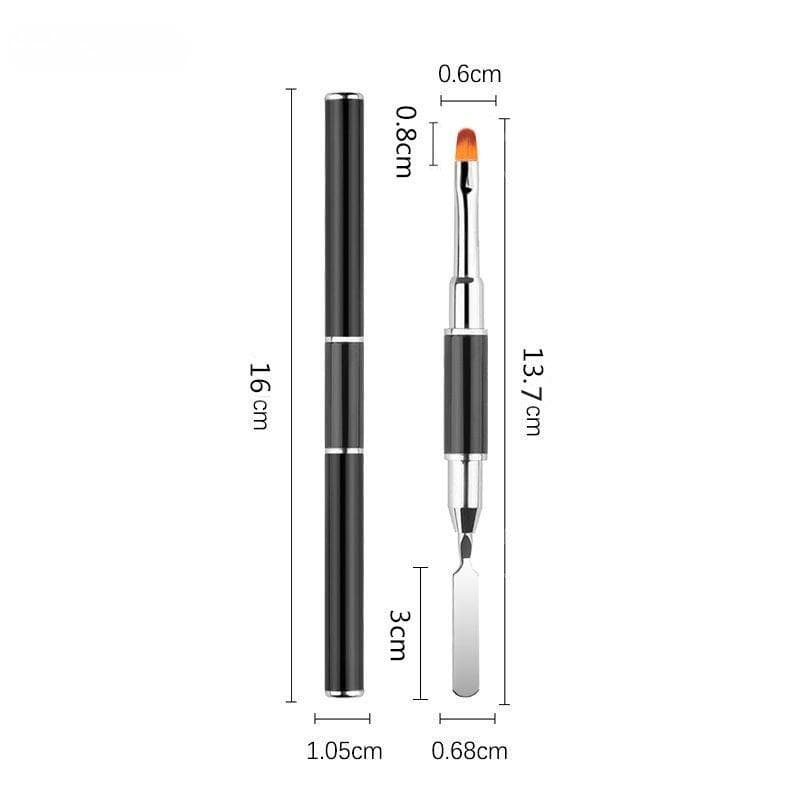Double Head Nail Art Gel Brush Black Pen Picker 2 IN 1 Design UV Gel Brush Spatula Acrylic Nail Extension Gel Manicure Tools black