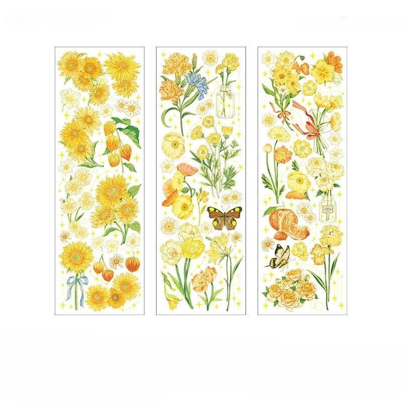 Bronzing Flowers Stickers aesthetic Diy Stickers Aesthetic Scrapbooking Journal Deco Album Deco DIY Diary Stationery