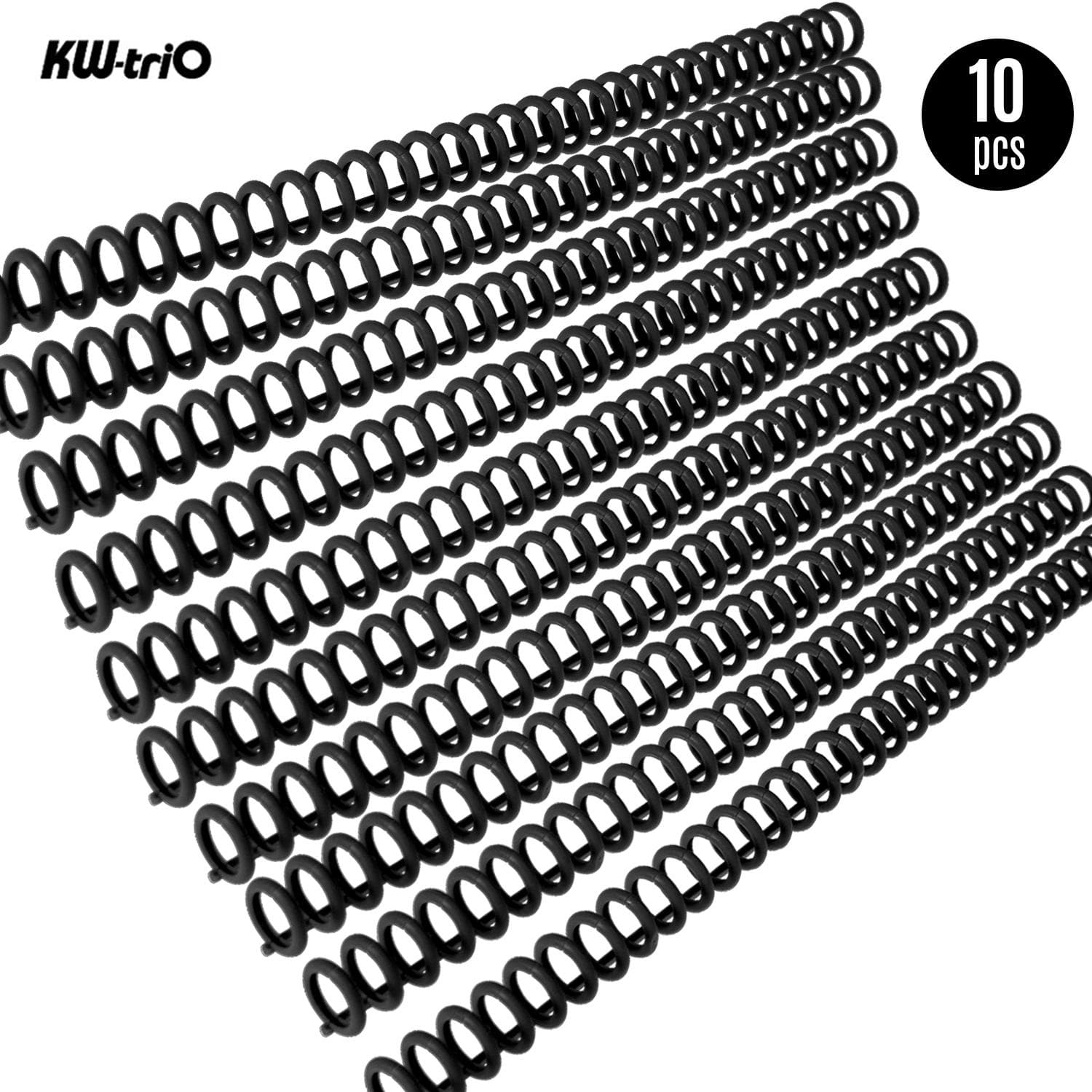KW-trio 10pcs Plastic 30-Hole Loose Leaf Binders Ring Binding Spines Combs 85 Sheets Capacity for 10pcs black