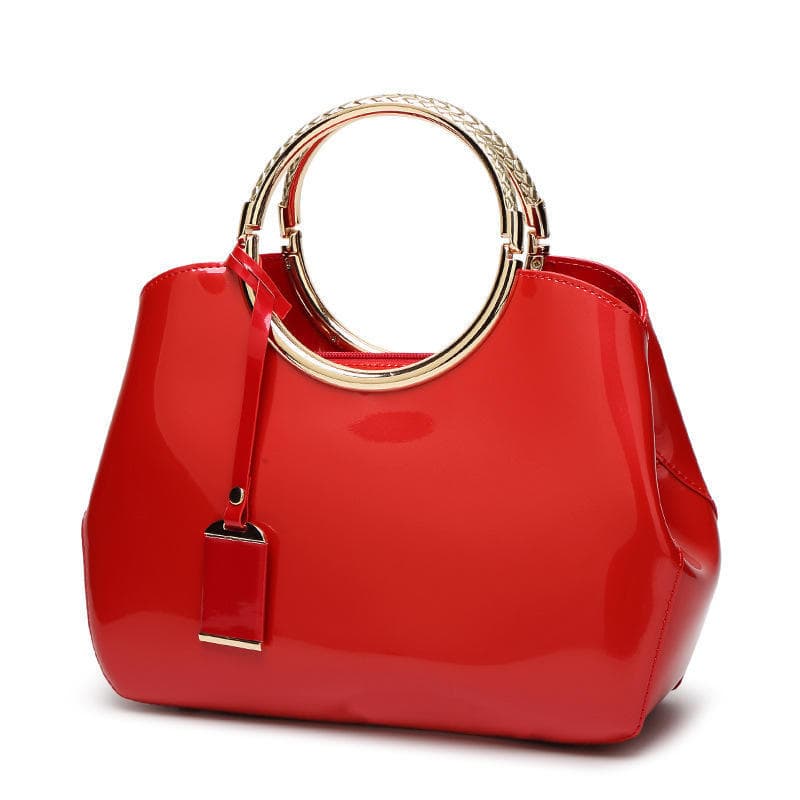SCIONE Glossy Patent Leather Shoulder Bag 2020 New Women's Bag Shiny Handbag 28cm*10.5cm*22cm red