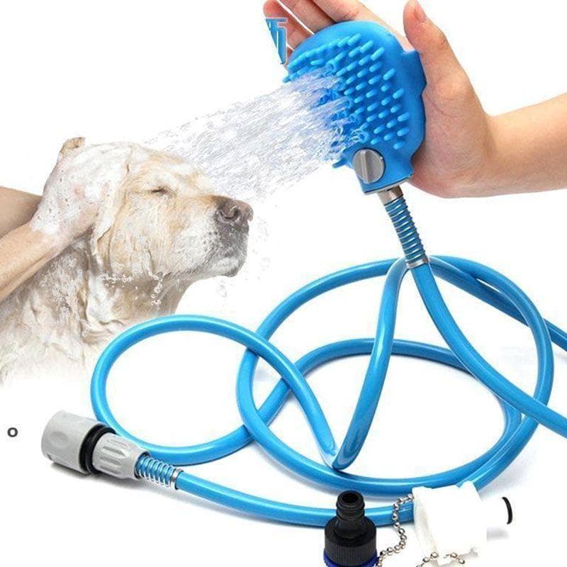 Pet Shower Nozzle Silicone Massage Tool Suitable For Indoor And Outdoor Use, Multi-functional Cat And Dog Shower Nozzle Massage blue