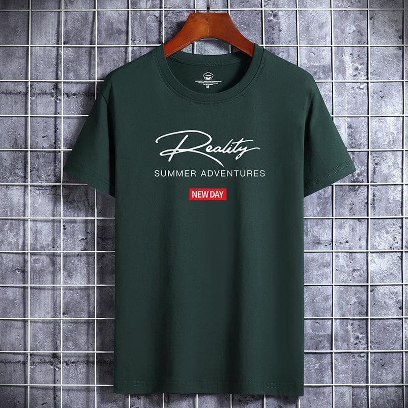 QICED Cotton Short Sleeve T-shirt Men's Fashion Loose Half Sleeve Shirt Printed Compassionate Shirt XXL